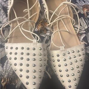 Studded White Women's Shoes Size 8